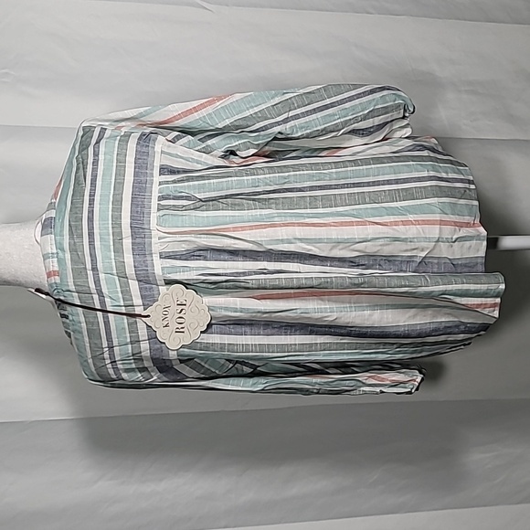 Knox Rose Women's Striped V-Neck 3/4 Sleeve Boho Rayon Blend Blouse - Picture 5 of 10